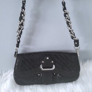 Lockheart vintage Y2K woven patent leather shoulder bag convertible clutch EUC